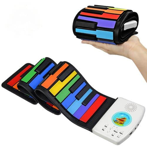 Professional Electronic Keyboard Portable 49 Keys Flexible Roll Up Piano Folding Silicone Electronic Keyboard Learning Music Rainbow Piano