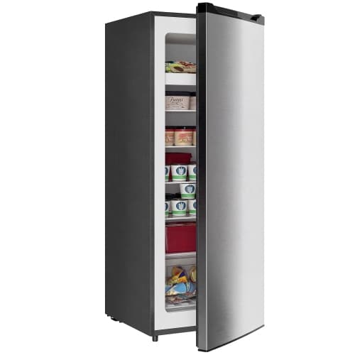 HOMCOM 7.0 Cu.Ft Upright Freezer, Convertible Refrigerator/Freezer with 6 Adjustable Glass Shelves, Reversible Door for Kitchen, Dorm, Apartment and Office, Silver