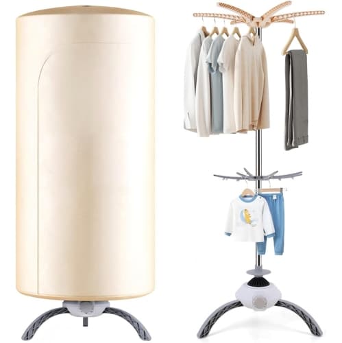 Portable Clothes Dryer Upgraded to Quickly Dry A Large Number of Clothes and Shoes. Travel Mini 900w Dryer Machine, Compact Portable Dryer for Family, Apartment, RV and Travel Beig