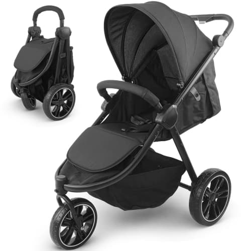 MotionGrey Jogger Baby Stroller – Foldable 3-Wheel Stroller with Canopy, 5-Point Harness, Adjustable Backrest & Suspension, 0–4 Years, 30kg Capacity