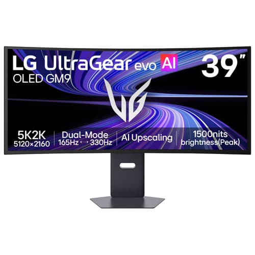 LG UltraGear evo 39" 5K 165Hz 0.03ms GTG Curved OLED G-Sync FreeSync Gaming Monitor (39GX950B) - Black