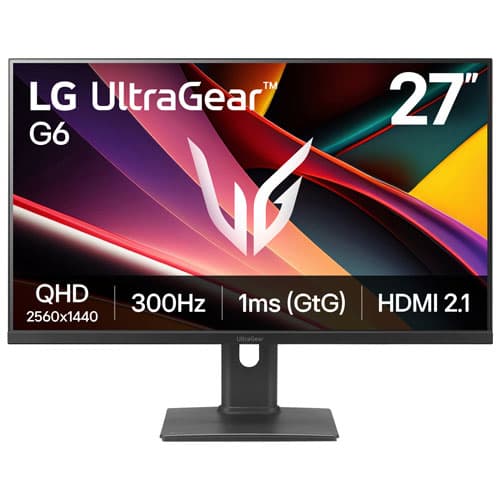 LG UltraGear G6 27" WQHD 300Hz 1ms GTG IPS LED G-Sync FreeSync Gaming Monitor (27G64NA) - Black