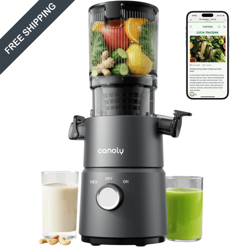 Cold Press Juicer, 200W AC Motor, 4.5" Wide Feed Chute Fit Whole Vegetables & Fruits, 2-In-1 Strainer(Juice & Nut Milk), Juicer with Reverse Function, Easy to Clean, Space-saving