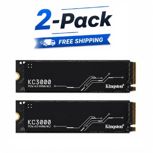 Kingston KC3000 4TB PCIe 4.0 NVMe M.2 SSD 2-Pack, Up to 7000MB/s High-Performance Storage for Desktop and Laptop PCs
