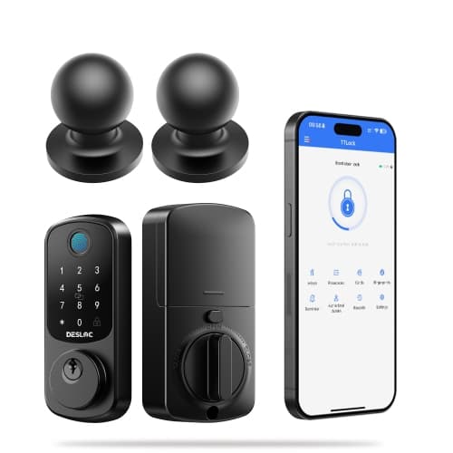 DESLOC B200 Smart Door Lock with Handles/Levers, Smart Keypad Deadbolt with Fingerprint, TTLock App for Front Door