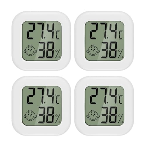 Mini Thermometer Hygrometer 4 Pack LCD Indoor Humidity Monitor