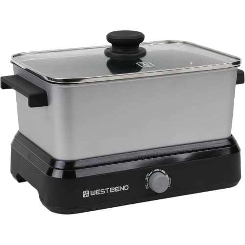 West Bend 87906 6-Quart Non-Stick Versatility Cooker with Temperature Control, Travel Lid and Thermal Carrying Case, Silver