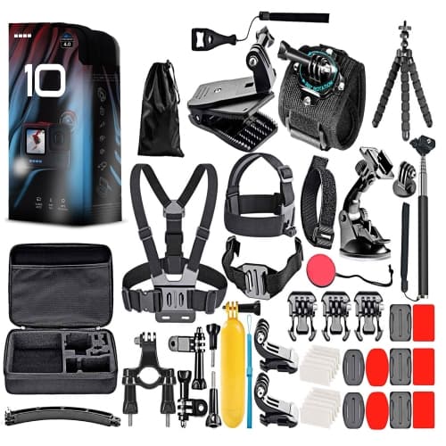 GoPro HERO10 - Waterproof Action Camera + 64GB Card and 50 Piece Accessory Kit