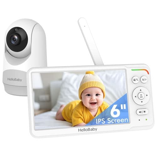 HelloBaby 6" Video Baby Monitor with 30h Battery, Pan/Tilt/Zoom & Two-Way Communication (HB6260)