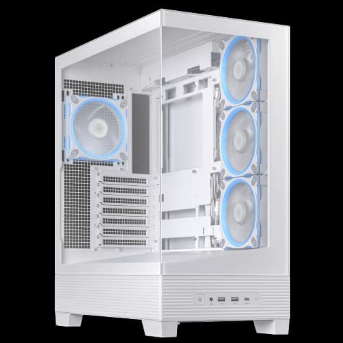 ASUS A31 PLUS ATX case offers support for hidden-connector motherboards, 360mm radiators and 380mm graphics cards, four pre-installed ARGB fans and clean cable management, White