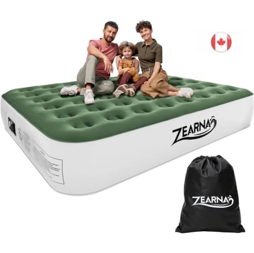 Zearna Queen Air Mattress with Built-In Pump 13 Inch Inflatable Mattress 650 lb Capacity Double Air Chamber