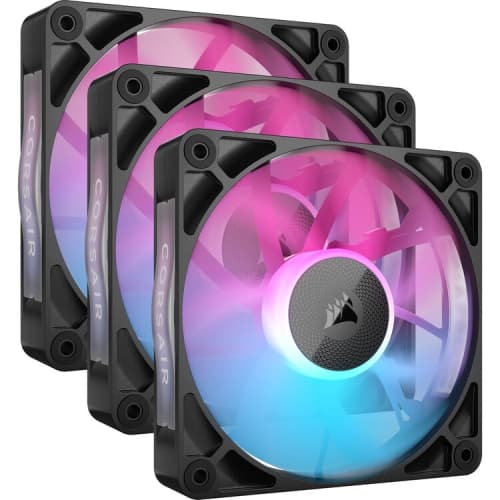Corsair iCUE LINK RX120 RGB 120mm PWM Computer Case Fan Starter Kit (3-pack) - Black (CO-9051018-WW)