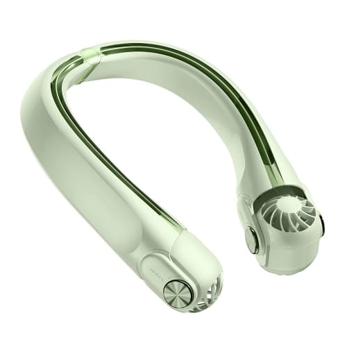 Rotary neck fan, AR turbine cooling system + three adjustable speeds + rotatable airflow, lightweight 146g long-lasting cooling device (green)