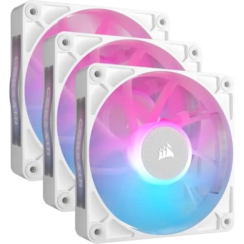 Corsair iCUE LINK RX120 RGB 120mm PWM Computer Case Fan Starter Kit (3-pack) - White (CO-9051022-WW)