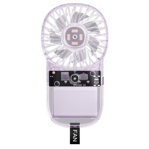 Card fan mini transparent gift USB small fan outdoor portable colorful light handheld fan portable cooling mini transparent handheld fan foldable, transparent purple