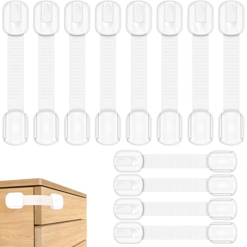 Child Safety Lock Straps – Adjustable Baby Proofing Lock – No Drill – 12pcs