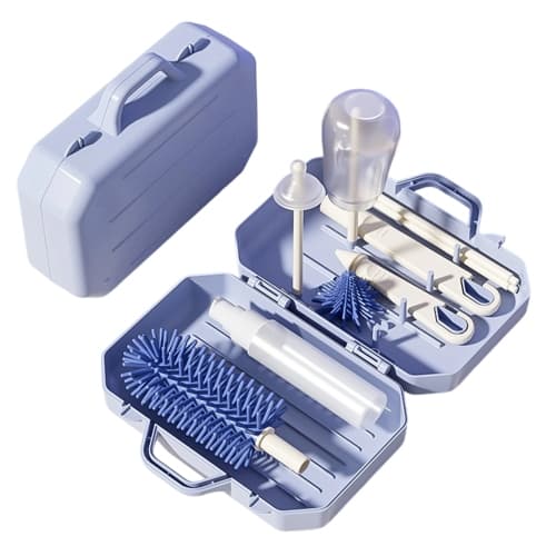 1pcs Baby Bottle Brush Set - Soft Silicone Cleaning Brushes - Blue - Color Box