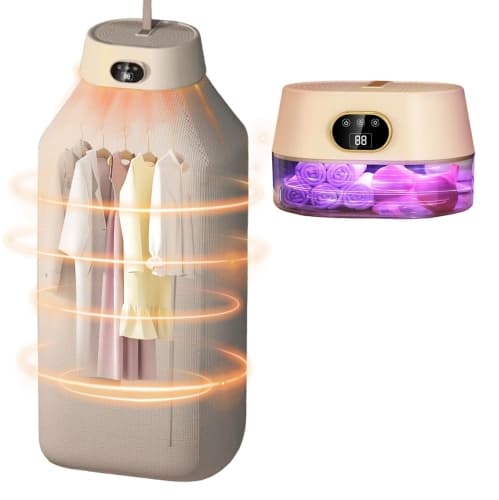 Portable Dryer Clothes Electric, 600W Heated Clothes Dryer, Mini Laundry Airer Foldable Hanger Dryers with Dual Modes and Timer Function for Home, Apartment, Travel