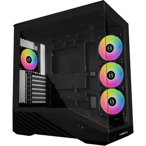Lian Li V100 ATX Mid-Tower PC Case, 4 x 120mm ARGB PWM Fans Pre-Installed, LED RGB Strip, Display Platform w/ Tempered Glass, Support 420mm GPUs, 360mm Radiator, Optimized Airflow