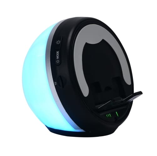 Black smart sensor speaker, multi-functional desktop phone stand, Bluetooth speaker, RGB breathing light