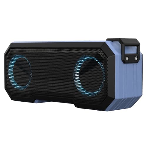 Blue Bluetooth speaker, IPX7 waterproof, colorful glowing, with power bank, dual speakers, outdoor wireless speaker.