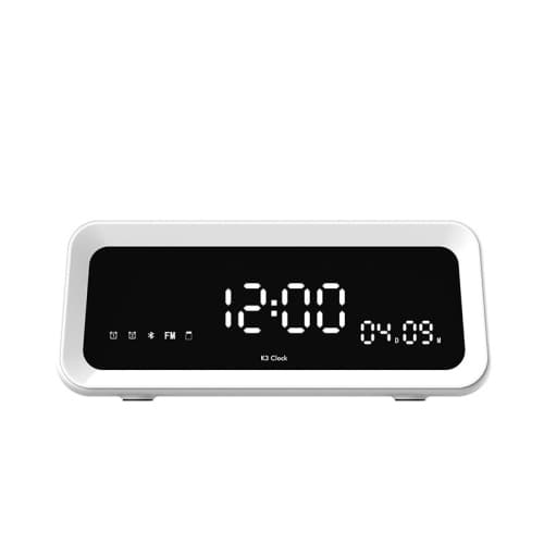 White custom-made wireless Bluetooth speaker with perpetual calendar, alarm clock, temperature display, desktop multi-functional Bluetooth speaker.