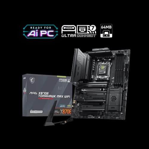 MSI MAG X870E TOMAHAWK MAX WIFI ATX AM5 DDR5 Motherboard for AMD Ryzen 9000 / 8000 / 7000 Series CPUs