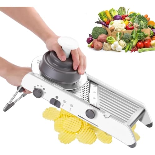 Adjustable Mandoline Slicer for Kitchen,Stainless Steel Vegetable Chopper Food Chopper,Vegetable Slicer,Mandolin,Veggie Chopper with Waffle Maker French Fry Cutter