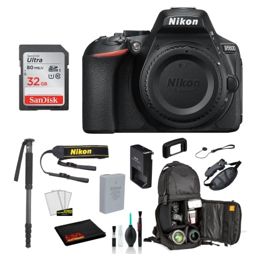Nikon D5600 DSLR Camera (Body Only) Bundle – Includes SanDisk32GB SD Card + Sling Backpack + MORE - International Model