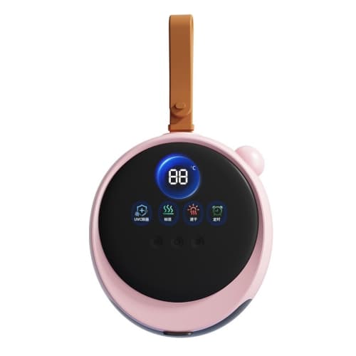 Portable Mini Dryer, dual fans for quick drying + UV sterilization, two temperature settings + large digital display (US plug,pink).