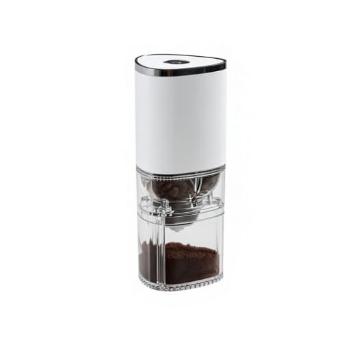 Portable electric coffee grinder, ceramic maker, multiple speed settings, low-temperature grinding to preserve flavor (white)