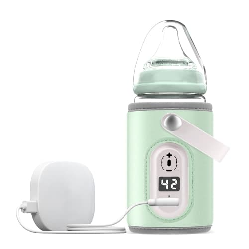Baby Bottle Warmer Sleeve Adjustable Temperature Heating Cover T9 Universal Milk Warmer Bag Portable Feeding Bottle Insulation Green 1 Piece