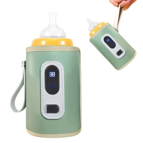 Baby Bottle Warmer Milk Heater Portable Feeding Bottle Insulation Warmer for Breastmilk Formula Heating Green 1 Piece