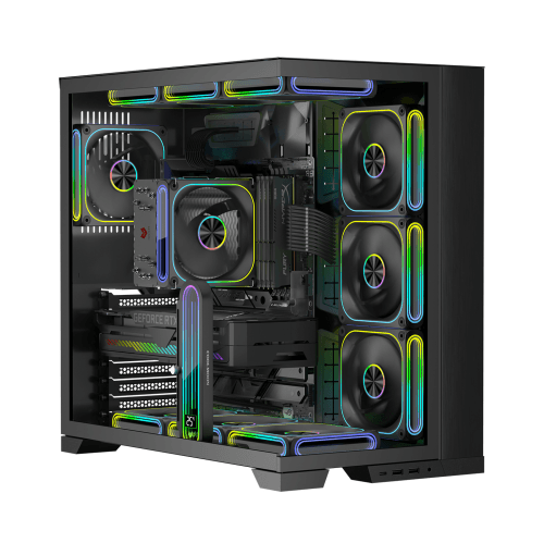 COOLMOON 120mm Three-Sided Infinity Mirror ARGB PWM Case Fan, High Speed Addressable RGB Chassis Cooling Fan, Motherboard RGB Sync for Gaming PC