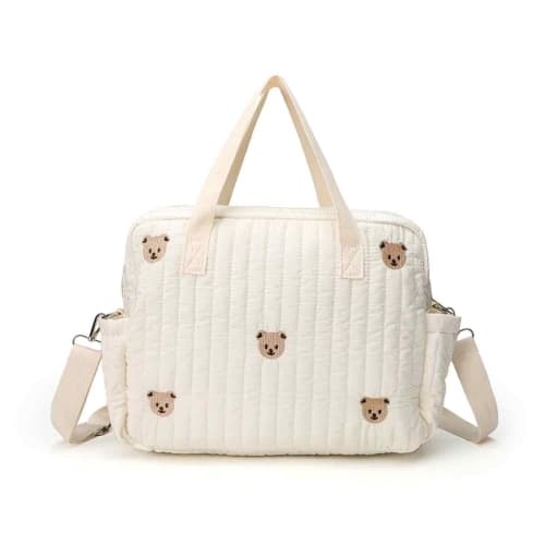Diaper Bag Quilted Baby Bag Large Capacity Cotton Maternity Bag with Adjustable Strap 1 Piece