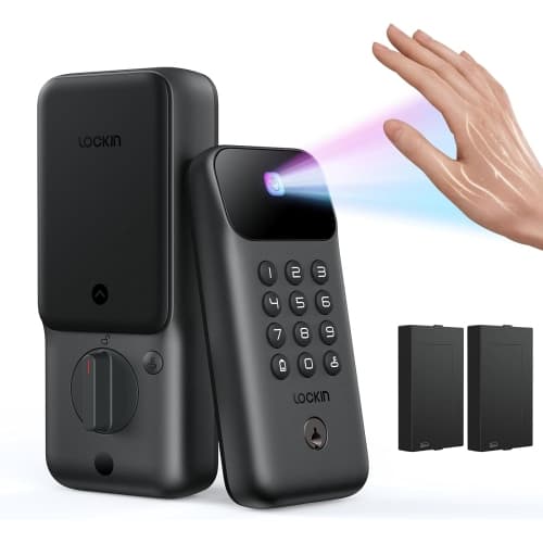 Veno Go - Smart Lock - Palm Vein Keyless Entry Door Lock - 5 Unlock Methods, Built-in WiFi, Smart-Home Compatible - Front Door Security - 14-Month Battery - Dual Batteries