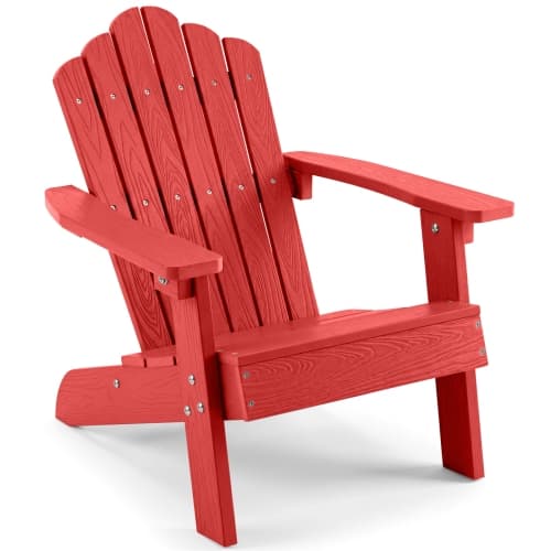 Costway Kids Adirondack Chair, All-weather Outdoor Chair for Kids with Tilted High Backrest Turquoise, Brown, Red, Pink, Gray, White