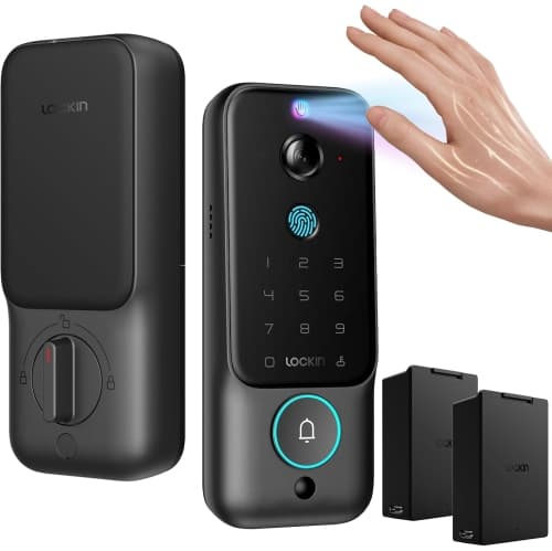 Veno Plus Dual Batteries- All-in-One Smart Lock for Front Door - Palm Vein & Fingerprint Keyless Entry - 2K 180° Ultra-Wide Camera, Built-In WiFi & 8GB Storage
