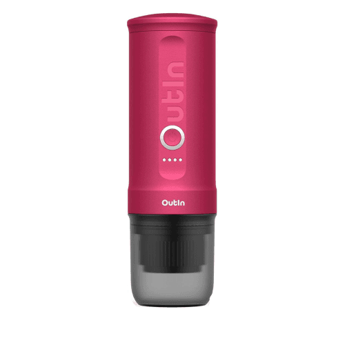 OutIn Nano Portable Electric Espresso Machine, Travel Coffee Maker for Camping, Car Coffee Maker Self-Heating with USB-C, With Ground Coffee & NS Capsule for RV, Fuchsia Pink