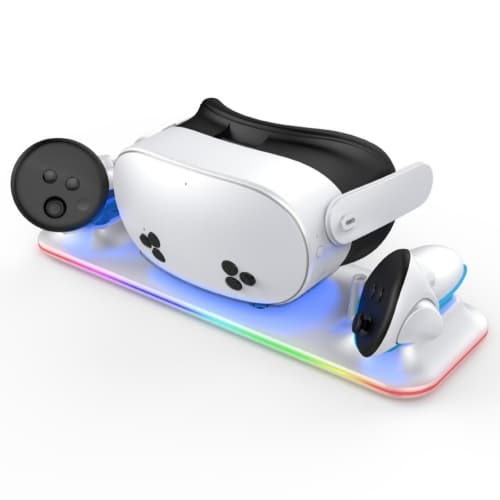 Meta Quest 3S Magnetic Fast Charging Dock, RGB Light VR Headset & Controller Charging Station