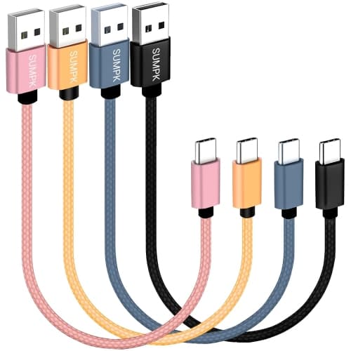 USB C Cable 1ft 4-Pack, 3A Fast Charging USB A to USB C Cord Nylon Braided Compatible with Samsung Galaxy A10e A20 A20S A51, S20 S10 S9 S8, Note 10 9 8, Moto G7 G8,Pixel 3, LG V3