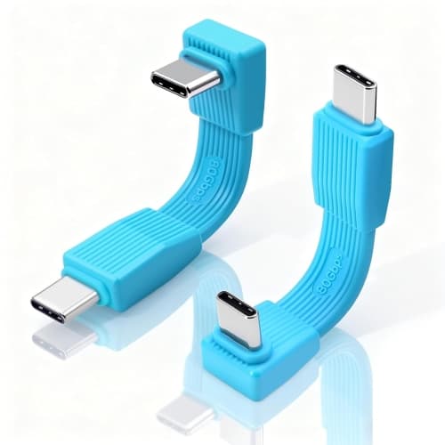 80Gbps Short USB C to USB C Cable 2.36inch/6cm, [204W PD Fast Charging /8K@60Hz] 90 Degree USB 4 Cable Male to Male for Thunderbolt 4/3, Power Bank, SSD, Smartphone Blue-2Pack