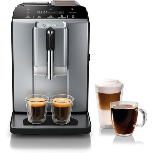Bosch TIU20508 300 Series Fully Automatic Espresso Machine with Milk Express System Dark Silver One Touch Coffee Maker