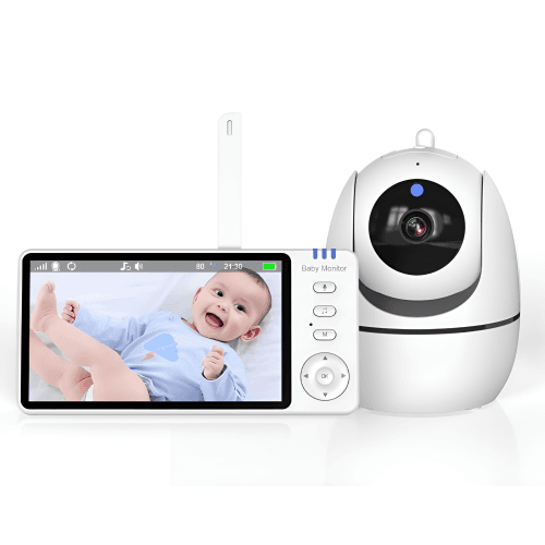 ApexGear Baby Monitor with 5" Display, Pan-Tilt Camera, Night Vision, Two-Way Audio, Temperature Sensor for Nursery Monitoring