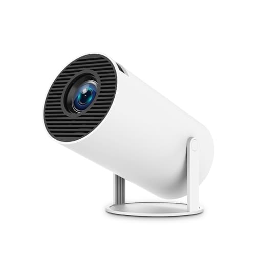 Smart portable projector, WIFI wireless projection, automatic keystone correction, 130-inch giant screen low noise projector (white, US plug).