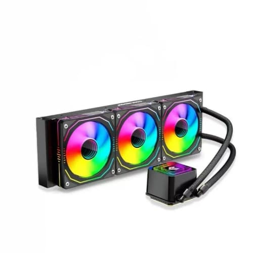 White AIO CPU Cooler, ARGB Sync Liquid Cooling System, PWM Temperature Control, All-in-One RGB Gaming CPU Radiator for Intel AMD
