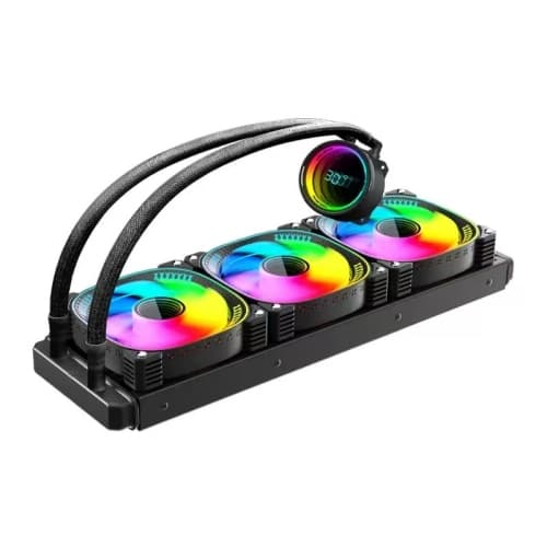 White AIO CPU Cooler, ARGB Sync Liquid Cooling System, PWM Temperature Control, All-in-One RGB Gaming CPU Radiator for Intel AMD