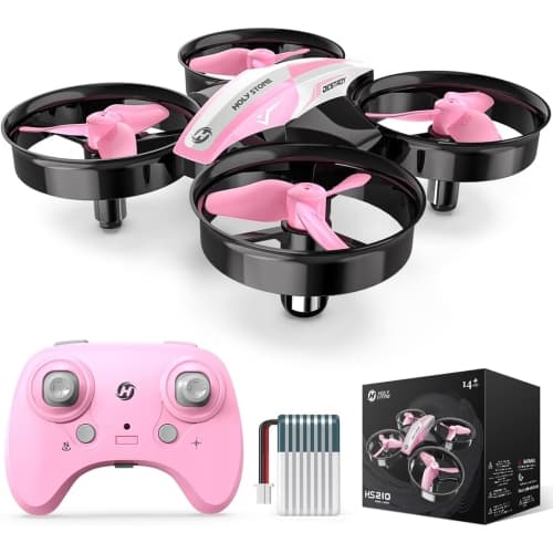Protected Mini RC Drone, Kids Safe Quadcopter with Spare Parts & Tools，Pink