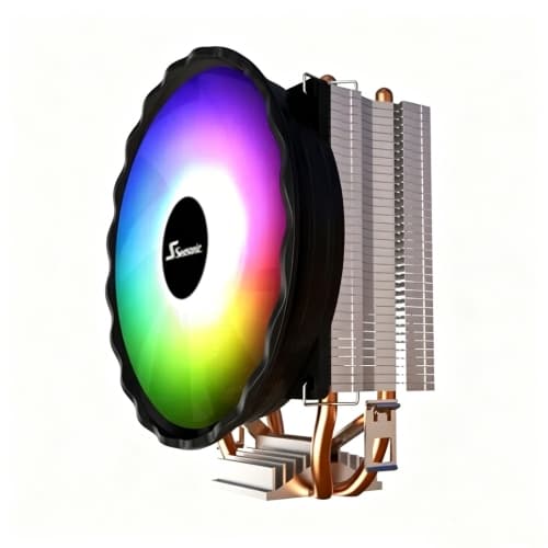 COOLMOON Colorful ARGB CPU Cooler, Auto Color Changing Silent PWM Cooling Fan, Multi-Platform Air Cooler for Desktop PC Intel LGA1700 AMD AM5