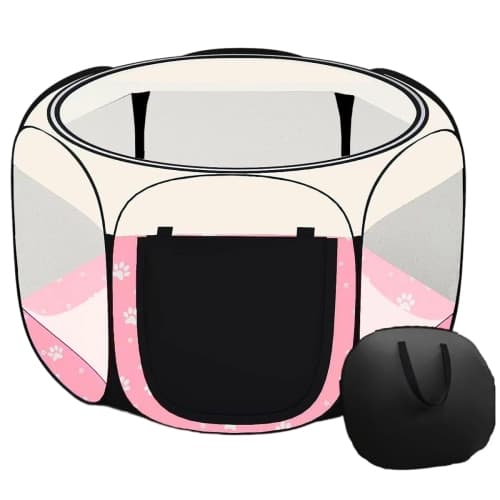 Pet Playpen Foldable Portable Pet Tent Indoor Outdoor Cat and Puppy Enclosure Pink XL 1 Piece